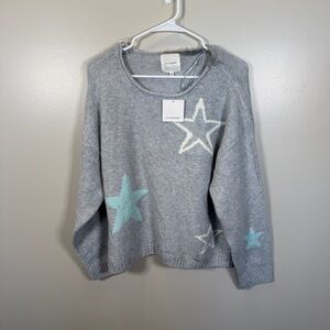 NO COMMENT Women's Star Sweater Size XL In Gray